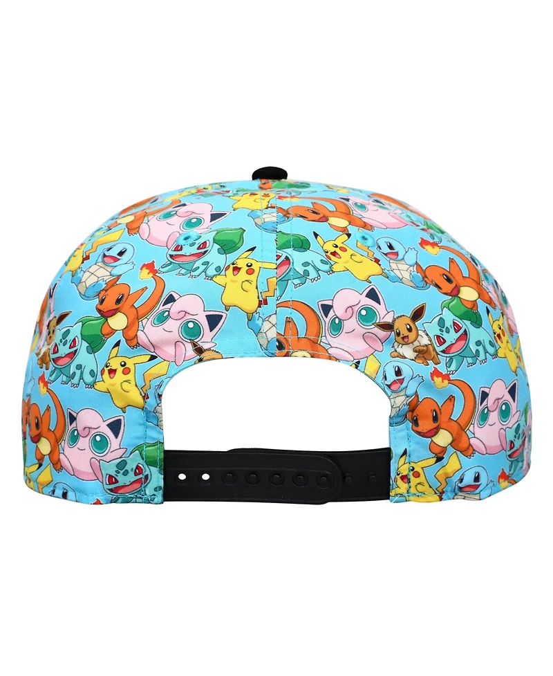 Pokemon Boys Characters Aop Youth Light Blue Snapback Cap
