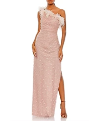 Mac Duggal Women's Embellished One Shoulder Feathered Gown