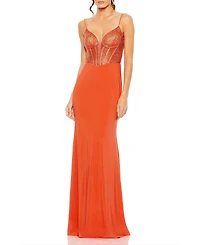 Mac Duggal Women's Sweetheart Mesh Embellished Gown