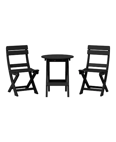 3-Piece Outdoor Hdpe Folding Patio Bistro Table and Chairs