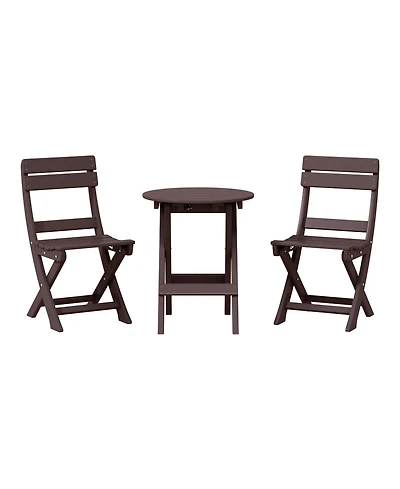 3-Piece Outdoor Hdpe Folding Patio Bistro Table and Chairs