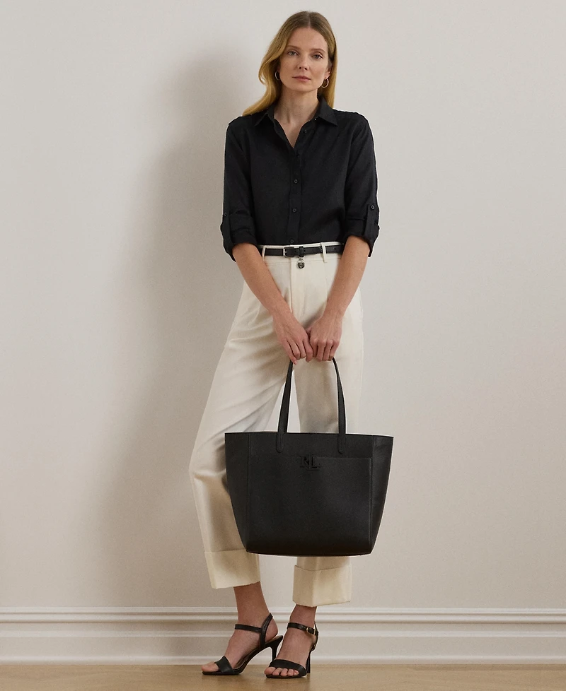 Lauren Ralph Pebbled Leather Extra-Large Cameryn Tote Bag