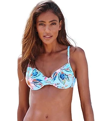 Lascana Women's Hibiscus Print Underwire Bikini Swimsuit Top Bra Sizing
