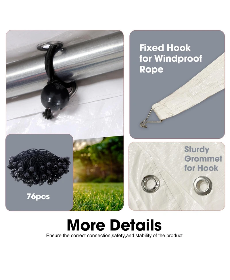 12x20ft Carport Canopy Cover, Waterproof & Uv Tarp with Elastic Buckles