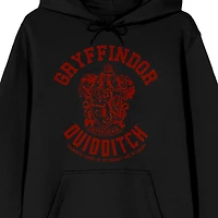 Harry Potter Big & Tall Gryffindor Quidditch Crest Long Sleeve Black Adult Hooded Sweatshirt-4XL