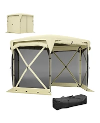 Outsunny 11ft Pop Up Gazebo Screen Tent with Removable Roof, Dark