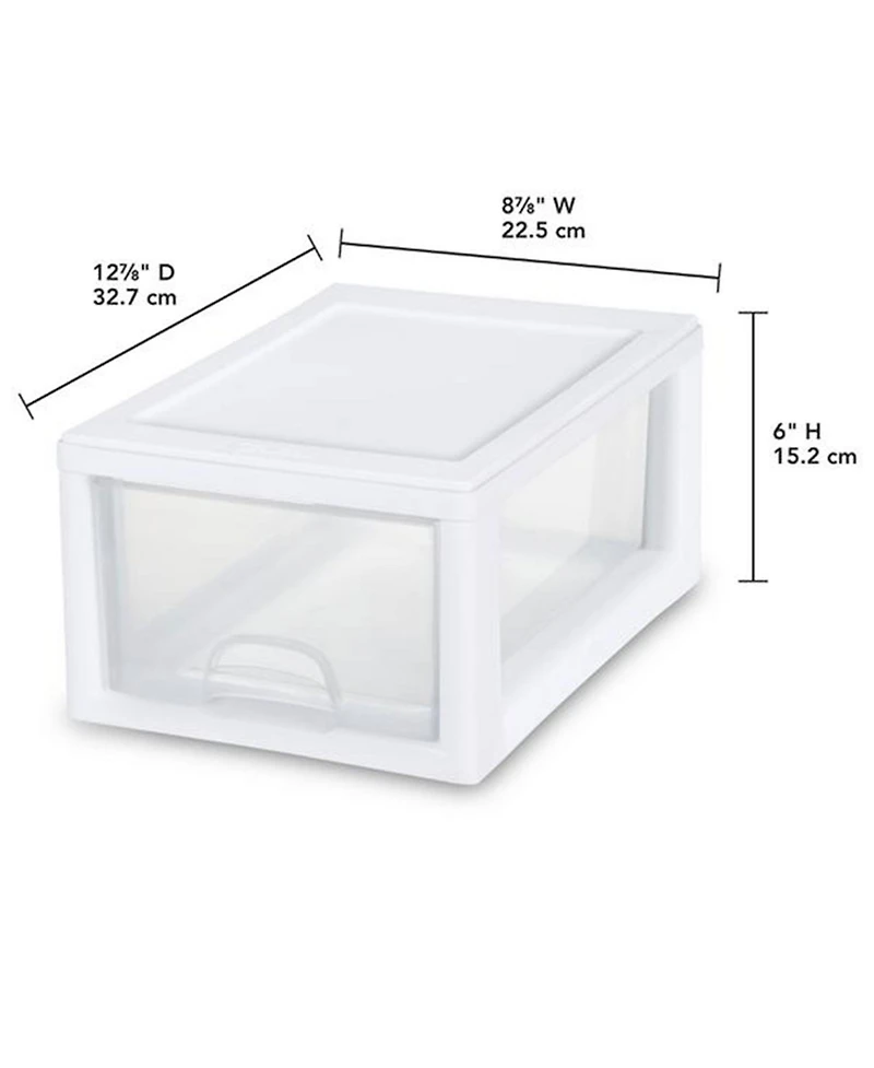 Sterilite 30 Qt Clear Plastic Stackable Storage Bin w/ Latch Lid, White (6 Pack)