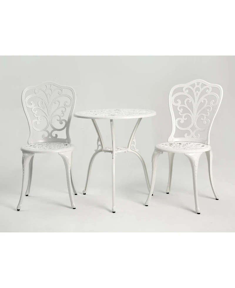 Streamdale Best Choice Products 3-Piece Outdoor Rust-Resistant Cast Aluminum Patio Bistro Set white