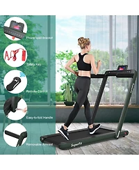 Gymax 2 1 Folding Treadmill 2.25HP Running Machine w/ Dual Display