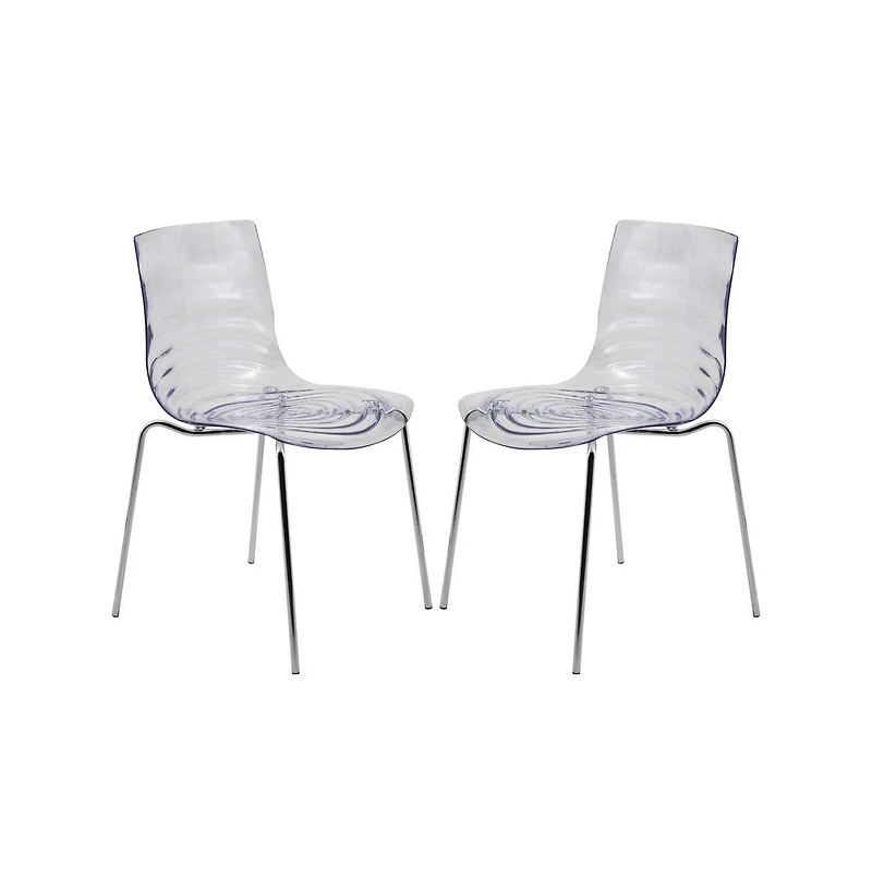 LeisureMod Astor Water Ripple Design Dining Chair Set of