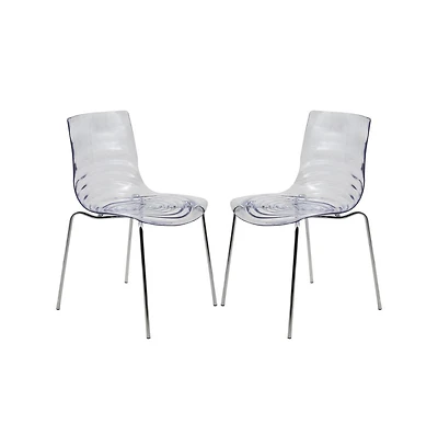 LeisureMod Astor Water Ripple Design Dining Chair Set of