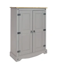 2-Door, 2-Shelf Accent Cupboard - Solid Pine - Gray - 43" H