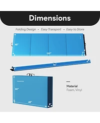 BalanceFrom Fitness All-Purpose Folding Anti Tear 4 Panel Fitness Mat w/ Sectional Floor Balance Beam for Aerobics & Gymnastics, Blue