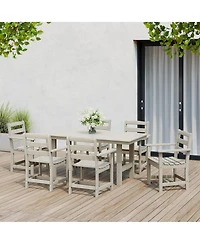 7-Piece Hdpe Outdoor Rectangular Patio Dining Table Set
