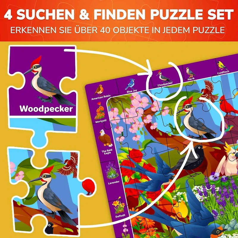 Quokka 4 x 60 Pieces Jigsaw Puzzles for Kids Ages 4-6