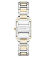 Nine West Women's Quartz Rectangular Two-Tone Metal Alloy Bracelet Watch, 24mm