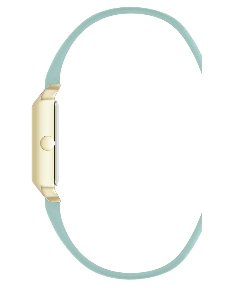 Nine West Women's Quartz Rectangular Gold-Tone and Mint Polyurethane Leather Band Watch, 29mm