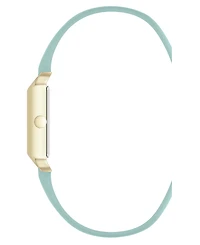 Nine West Women's Quartz Rectangular Gold-Tone and Mint Polyurethane Leather Band Watch, 29mm