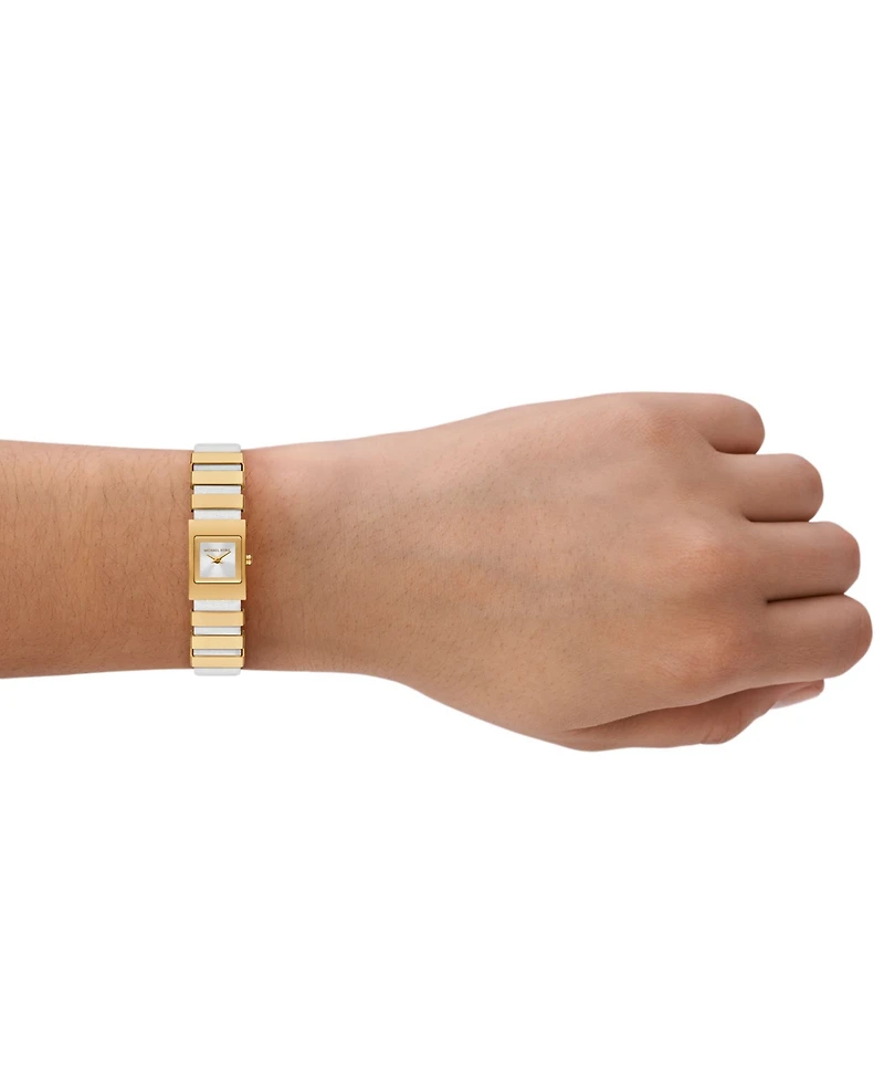 Michael Kors Women's Darrington Two-Hand White Leather Watch, 14mm