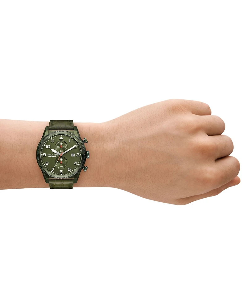 Michael Kors Men's Panorama Chronograph Green Leather Watch, 44mm