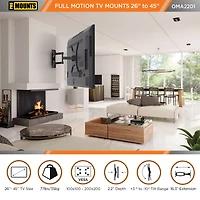 ProMounts Articulating/Full Motion Tv Wall Mount for TVs 26"-45" Up to 77 lbs