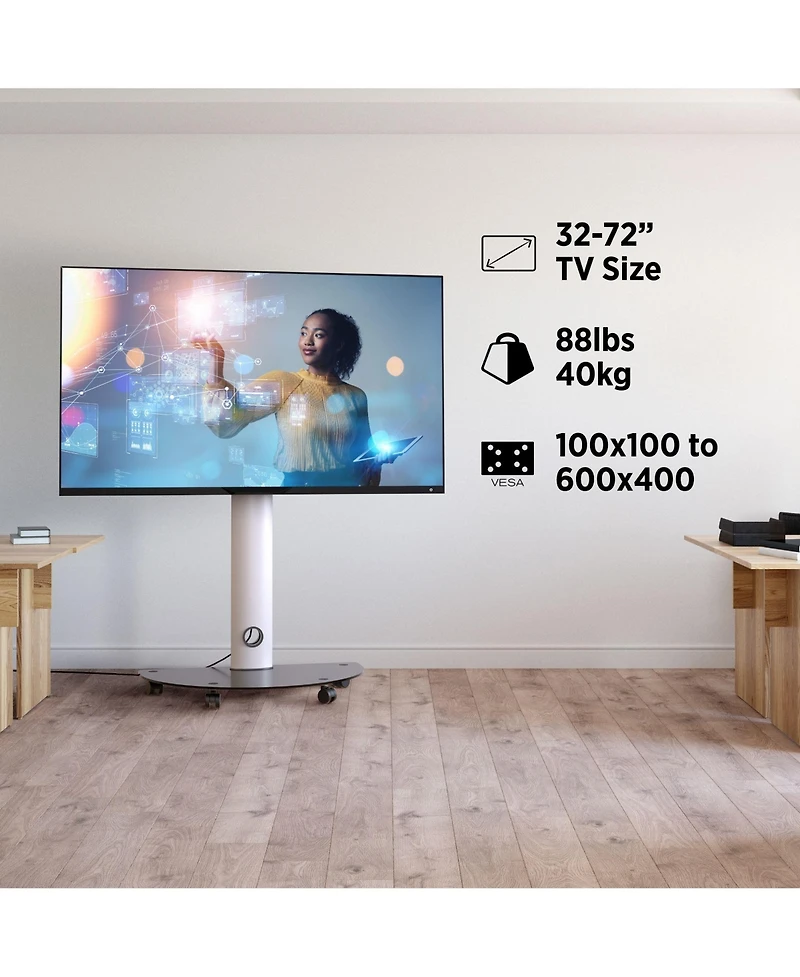 ProMounts Rolling Tv Stand with Swivel for 32"-72" Screens Holds up to 88lbs.