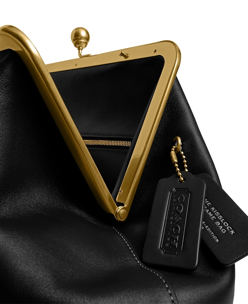 Coach Medium Leather Kisslock Frame Bag