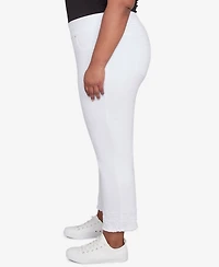 Ruby Rd. Plus Size Embroidered Extra Stretch White Denim Jeans