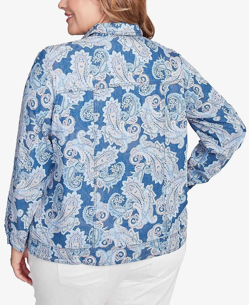 Ruby Rd. Plus Baroque Paisley Soft Button Collared Jacket