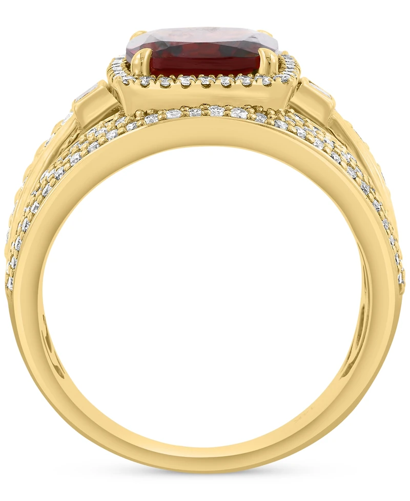Effy Garnet (2-1/5 ct. t.w.) & Diamond (5/8 ct. t.w.), Multirow Statement Ring in 14k Gold-Plated Sterling Silver
