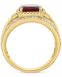 Effy Garnet (2-1/5 ct. t.w.) & Diamond (5/8 ct. t.w.), Multirow Statement Ring in 14k Gold-Plated Sterling Silver