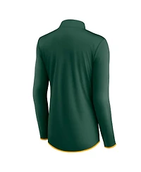 Women's Fanatics Green Oakland Athletics Corner Quarter-Zip Top