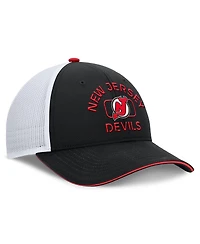 Fanatics Men's /White New Jersey Devils Authentic Pro Rink Trucker Hat