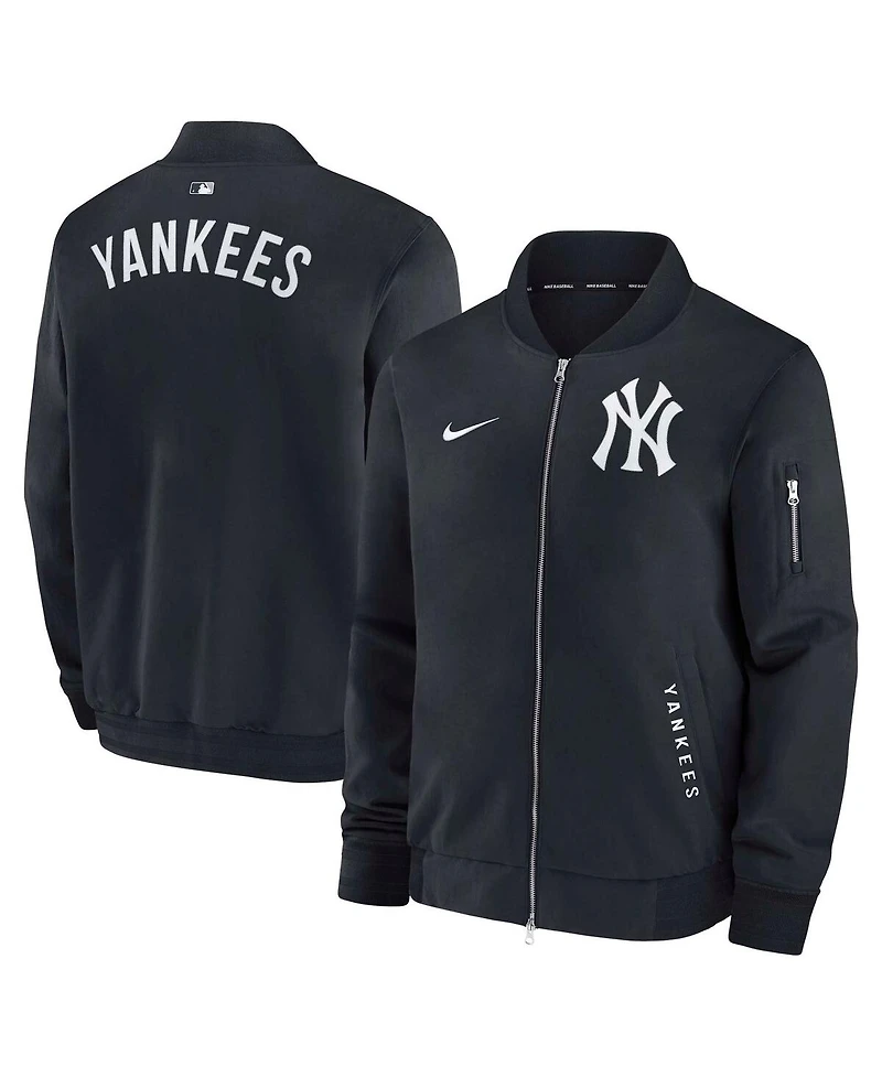 Nike Men's Navy New York Yankees Authentic Collection Dugout Full-Zip Bomber Jacket