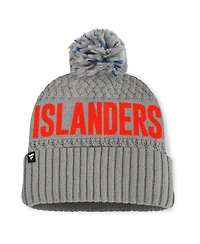 Fanatics Women's Gray New York Islanders Heritage Tilly with Pom Cuffed Knit Hat