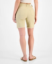 Dollhouse Juniors' High-Rise Frayed Bermuda Shorts