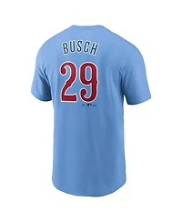 Nike Men's Michael Busch Baby Blue Chicago Cubs Fuse Name Number T-Shirt