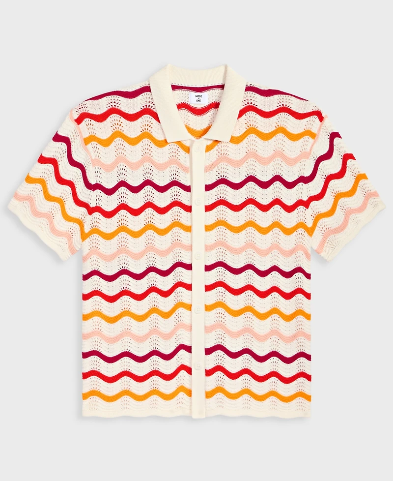 Mode of One Men's Short-Sleeve Gradient Zig-Zag Sweater Top, Exclusively at Macy's