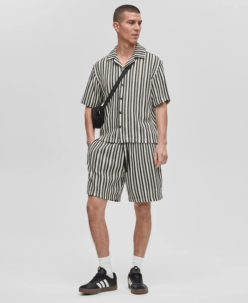 Mode of One Men's Vertical-Stripe Camp Collar Shirt, Exclusively at Macy's