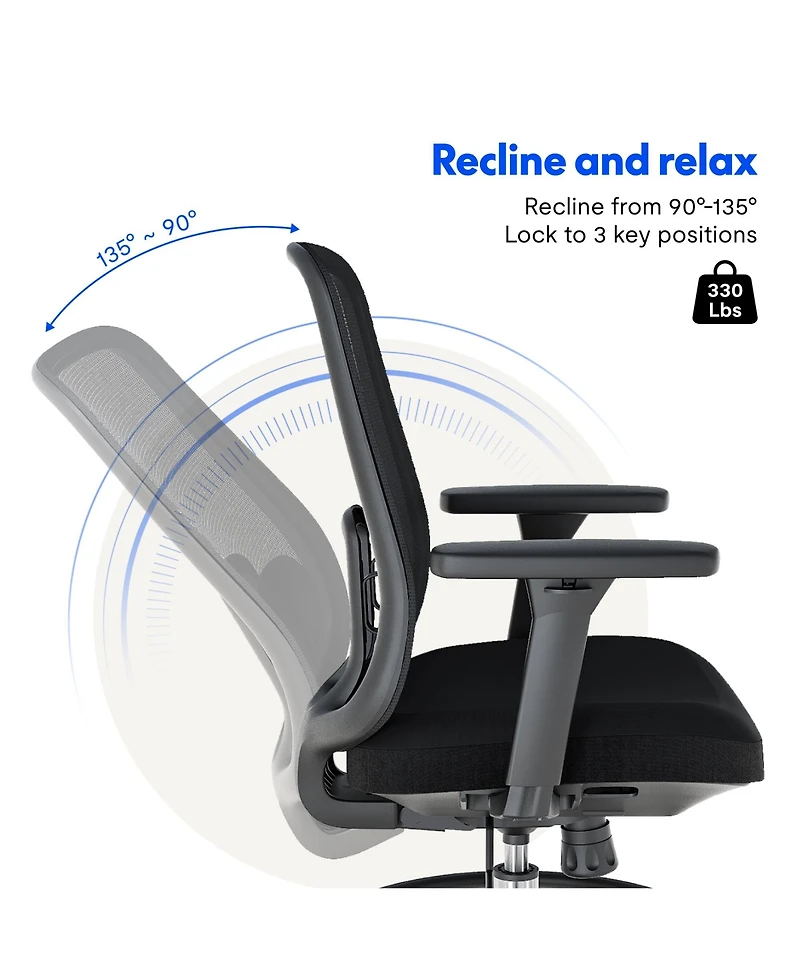 FlexiSpot C2HB-Foam Ergonomic High-Back Office Chair, Black