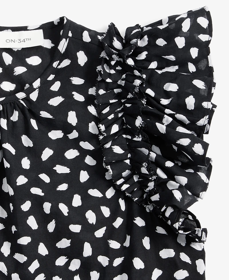 On 34th Women's Ruffle Short-Sleeve Voile Top, Created for Macy's
