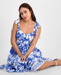 Sam Edelman Women's Floral Tie-Strap Corset Maxi Dress