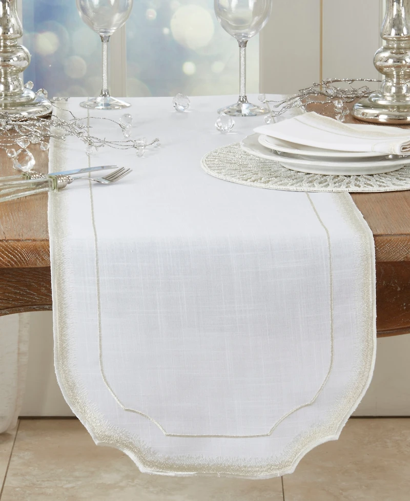 Saro Lifestyle Elegant Embroidery Detail Table Runner