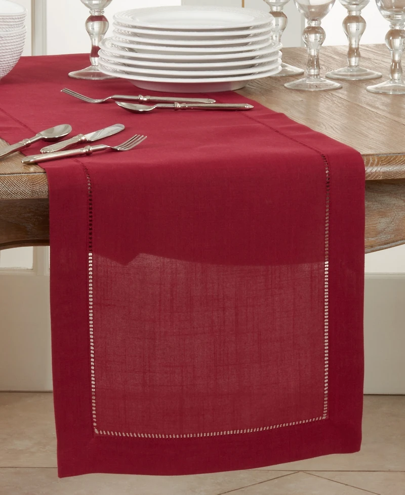 Saro Lifestyle Hemstitched Border Table Runner, 16" x 54"