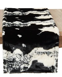 Saro Lifestyle Cow Hide Design Faux Fur Table Runner