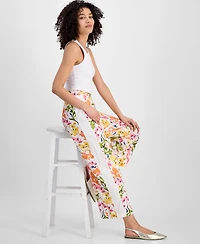 Jm Collection Petite Side-Panel Printed Pull-On Pants