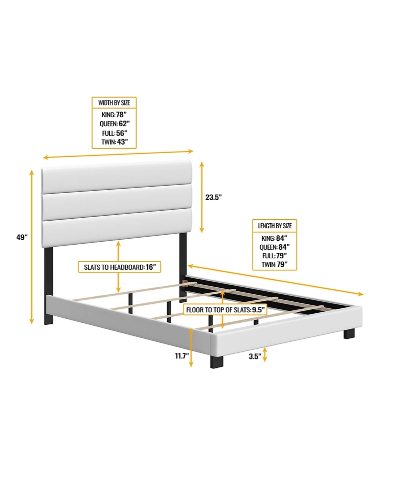 Napoli Leather Upholstered Platform Bed Frame with Tri-Panel Adjustable Headboard - Boyd Sleep