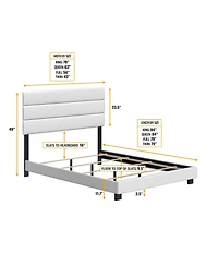Napoli Leather Upholstered Platform Bed Frame with Tri-Panel Adjustable Headboard - Boyd Sleep