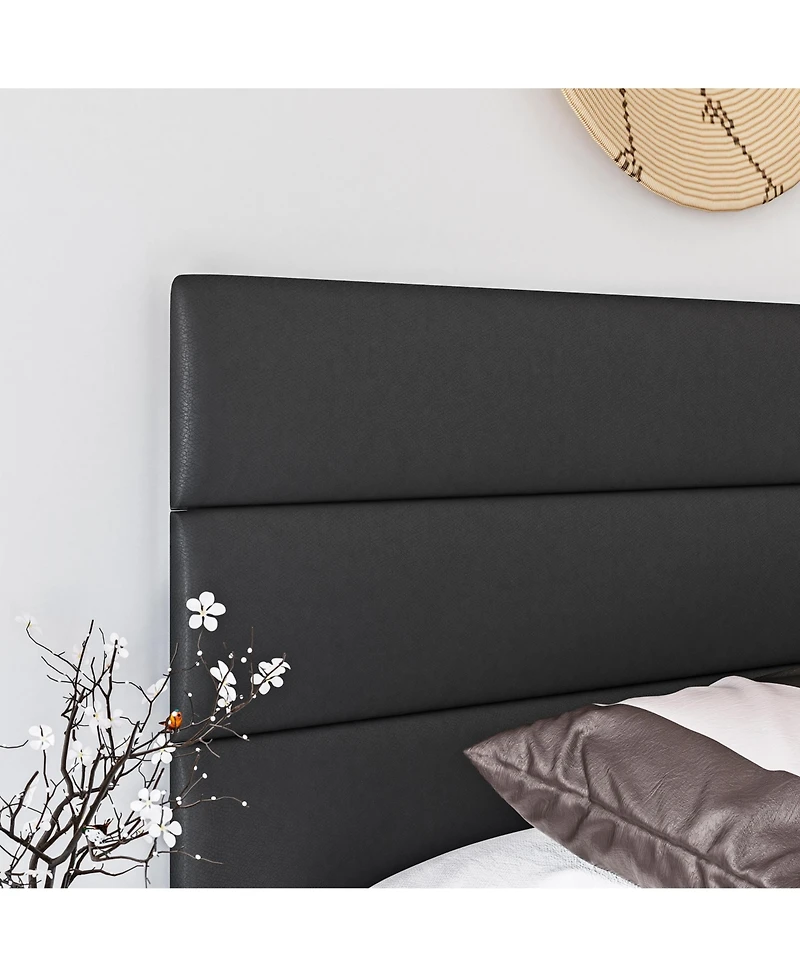 Napoli Leather Upholstered Platform Bed Frame with Tri-Panel Adjustable Headboard - Boyd Sleep