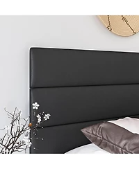 Napoli Leather Upholstered Platform Bed Frame with Tri-Panel Adjustable Headboard - Boyd Sleep